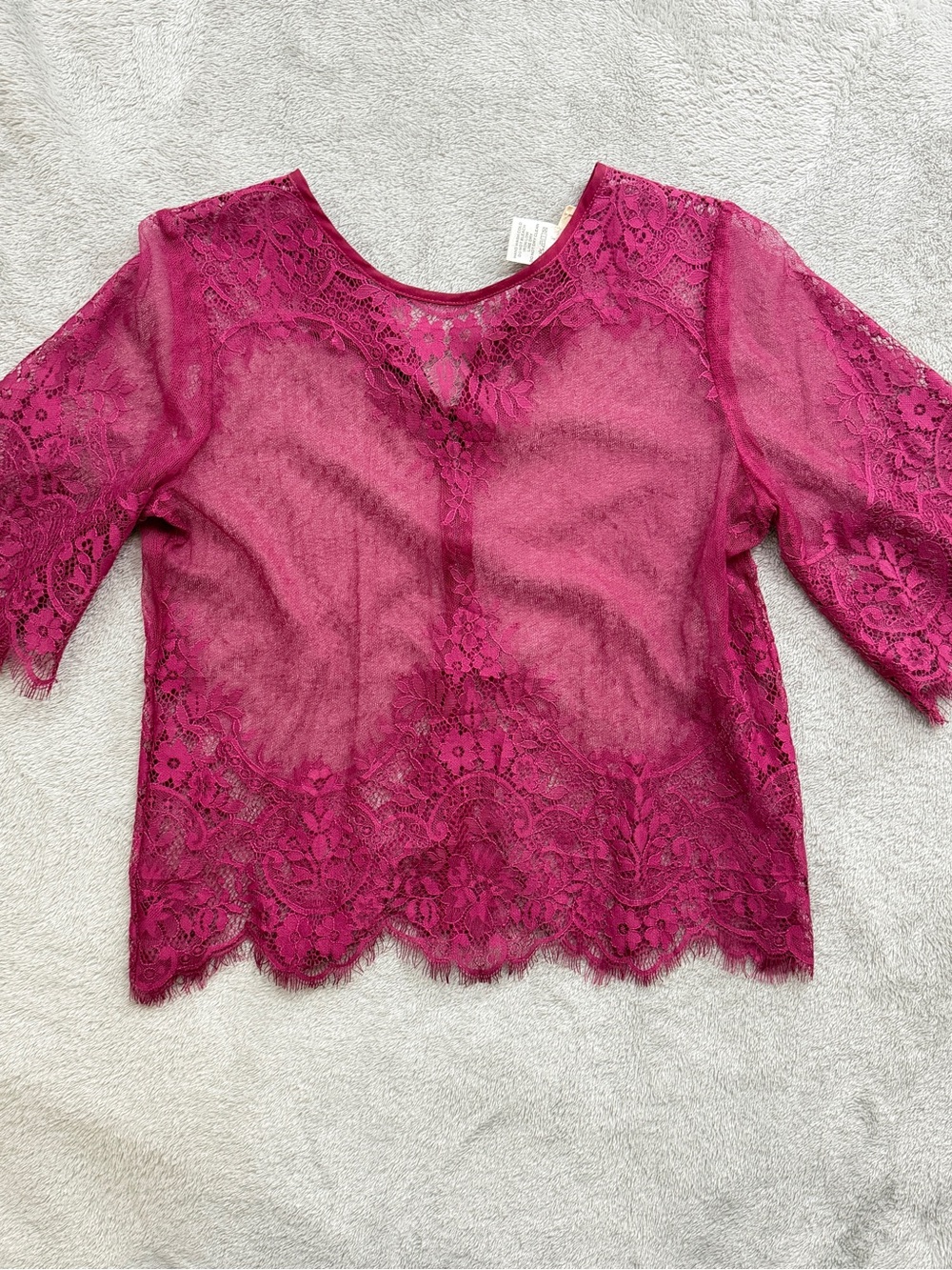 Women's Lace Sheer Top in Fuchsia